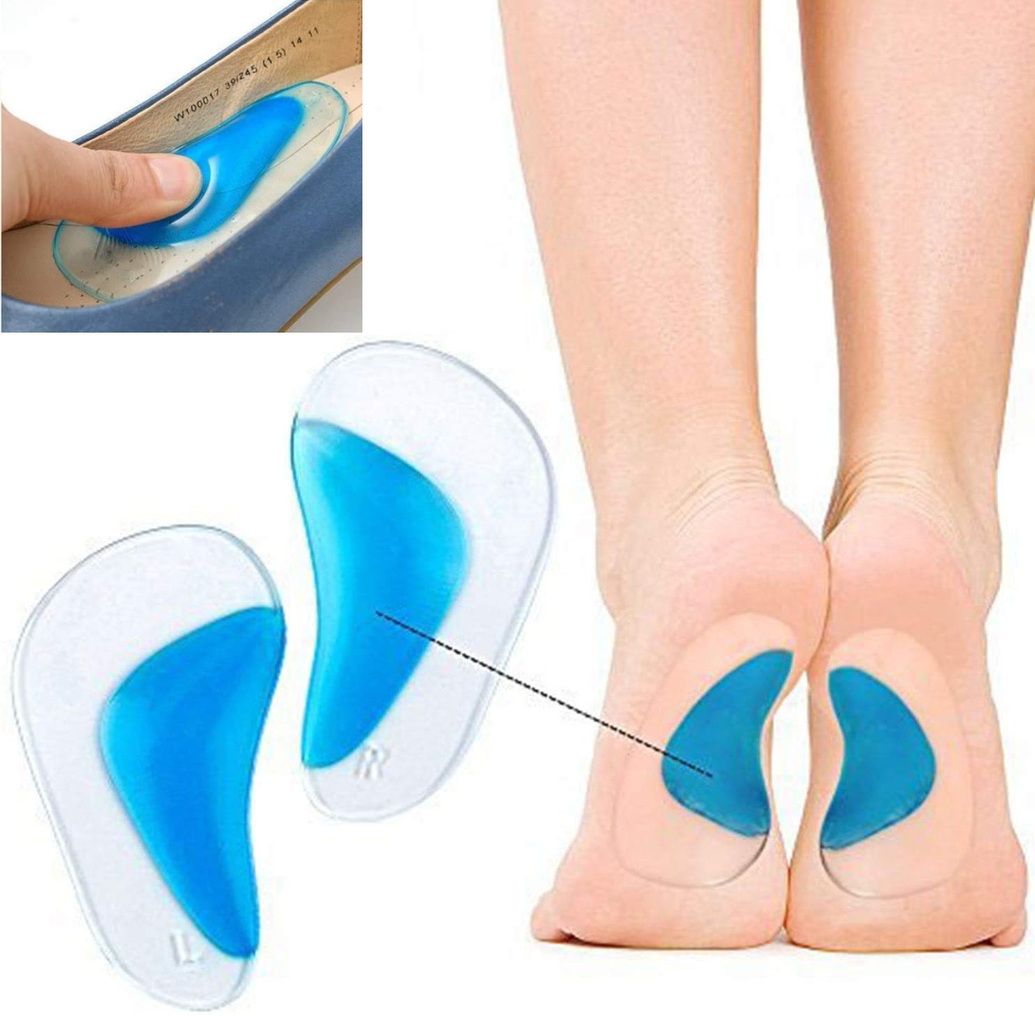 Pedimend Medicated Gel Flat Foot Arch Support Insoles Plantar Fasciitis Relief (4PAIRS-8PCS) Fallen Arches Heel Metatarsal Pads Morton Neuroma Orthopedic Care Shock Absorbers Reduce Stress & Pain
