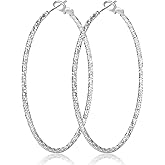 NEVEGE Gold Hoops Earrings for Women, 2mm Wide Lightweight Large Thin Gold Hoop Earrings 14k Gold Plated Hypoallergenic Sterling Silver Hoop Earring for Women 20/30/40/50/60MM