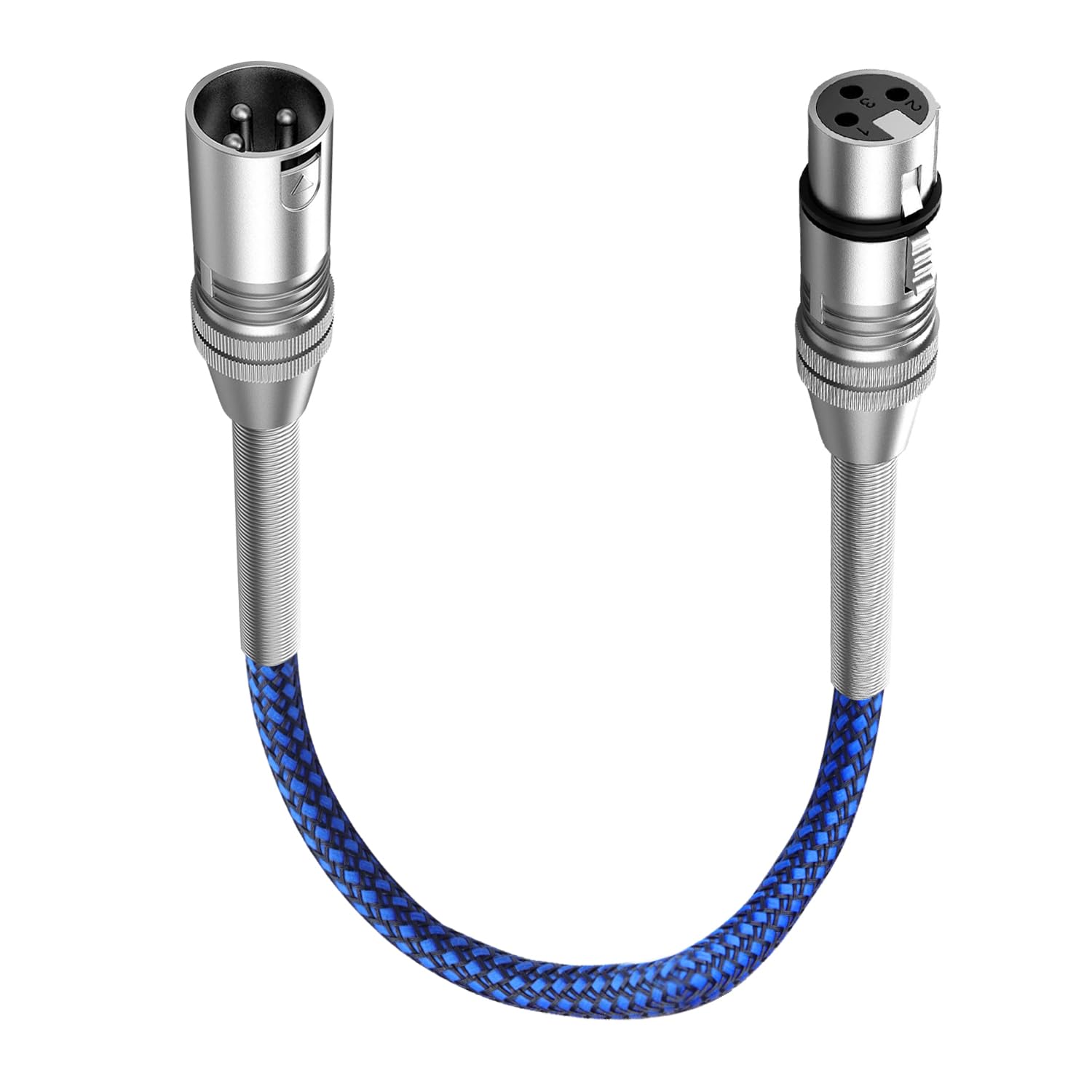 LANMINGLEL Short 3 Pin Metal Spring Microphone Cable XLR Male to Female Heavy Duty Balanced Nylon Braided Cord Compatible Speakers, Microphones(0.3M)