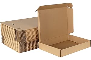 MEBRUDY Brown Cardboard Box-mailer, 12x9x2 Inches, Pack of 25, Ideal for Shipping, Storage, Branding for Small Businesses