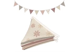 XYDEG Pink Pennant Banner Toddler Girls Room Wall Decor,Vintage Baby Girl Bedroom,Garland Triangle Banners Boho Daisy Flower,11Ft Pennant Banner Bunting Flags Fabric for Baby Shower Birthday Party