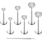 Gotumo 20G Flat Back Earrings Stud G23 Titanium Threadless Tragus Labret Cartilage Lip Medusa Conch Body Piercing Jewelry Hypoallergenic for Women Men