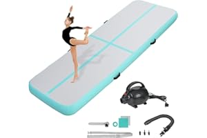 KIKILIVE Inflatable Gymnastics Air Tumbling Track Mat 10ft 13ft 16ft 20ft, Air Tumble Track Mat with Electric Air Pump for Home Use Training Cheerleader Yoga Water Beach Park
