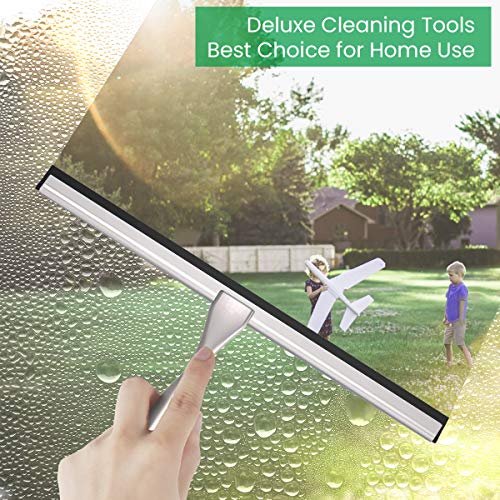 LPOLER Stainless Steel Squeegee for Shower Doors, All-Purpose Shower Squeegee for Bathroom, Window and Car Glass, 12 Inches