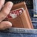 Palm West Leather Minimalist Leather Money Clip Wallet with RFID with Medallion (Dark Brown Leather, 12 Gauge Medallion)