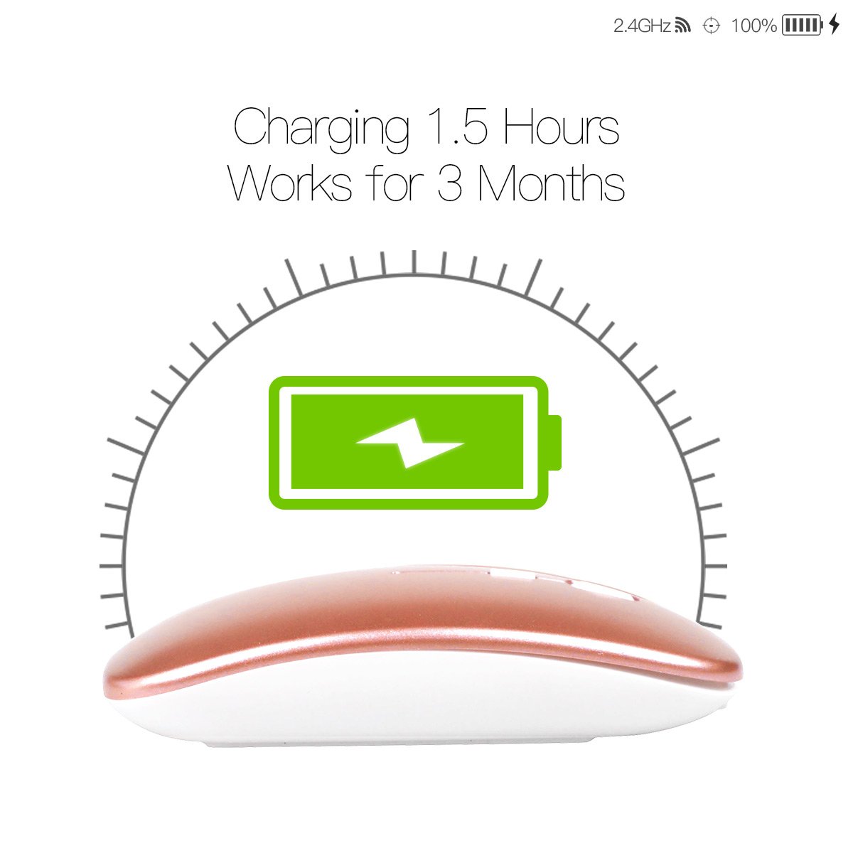 Rechargeable Wireless Mouse,inphic Mute Silent Click Mini Noiseless Optical Mice,Ultra Thin 1600 DPI for Notebook,PC,Laptop,Computer,Macbook (Rose gold)