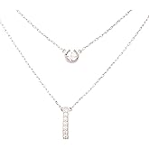 TARINIKA Nakshatra 925 Sterling Silver Two Layer Necklace for Women | White Rhodium Plated Minimalist Double Chain with High Grade CZ Pendants | Adjustable Length Jewelry Gift