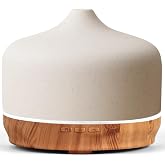 Porseme 500ml Essential Oil Diffuser Aromatherapy Ultrasonic Cool Mist Humidifier 15-21 Running Hours Waterless Auto-Off Air Diffusers for Sleeping Yoga Working Spa(White Ceramic)