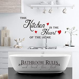 Wall Stickers Kitchen is The Heart of Home Kitchen Gadgets Lovely Bathroom Wall Decals Rules Toilet Kids Vinyl PVC Window Nursery Babies Boy Baby Cute Design Girls Decor Adhesive Art Decoration
