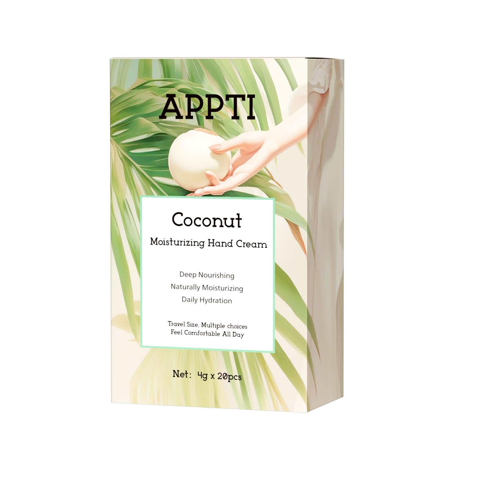 APPTI Moisturizing Hand Cream, Hydrating Nourishing Hand Lotion, Travel Size Hand Cream, Variety Fragrance (Coconut)