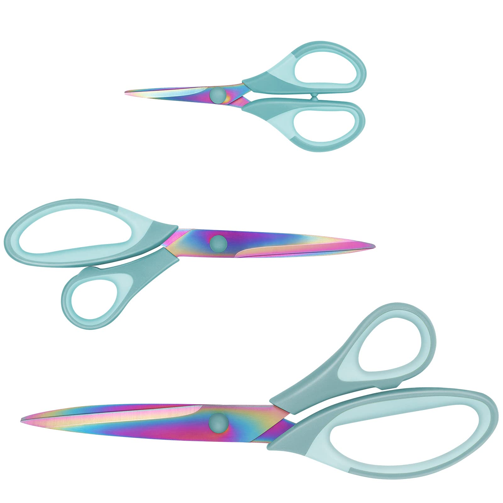 Scissors, Sharp Titanium Blades, Soft Grip Handle, Multi-Purpose Scissors Set of 3 Suitable for Families, Office, and School Use, Blue — image 1