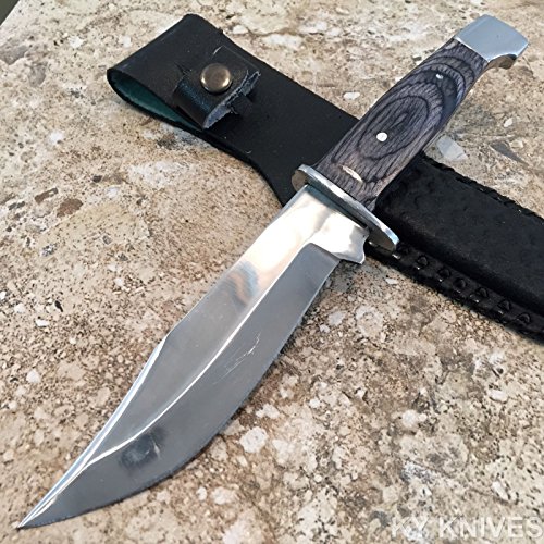 9.5" FULL TANG WOOD TIGER SKINNER KNIFE W/ SHEATH hunting survival 203204