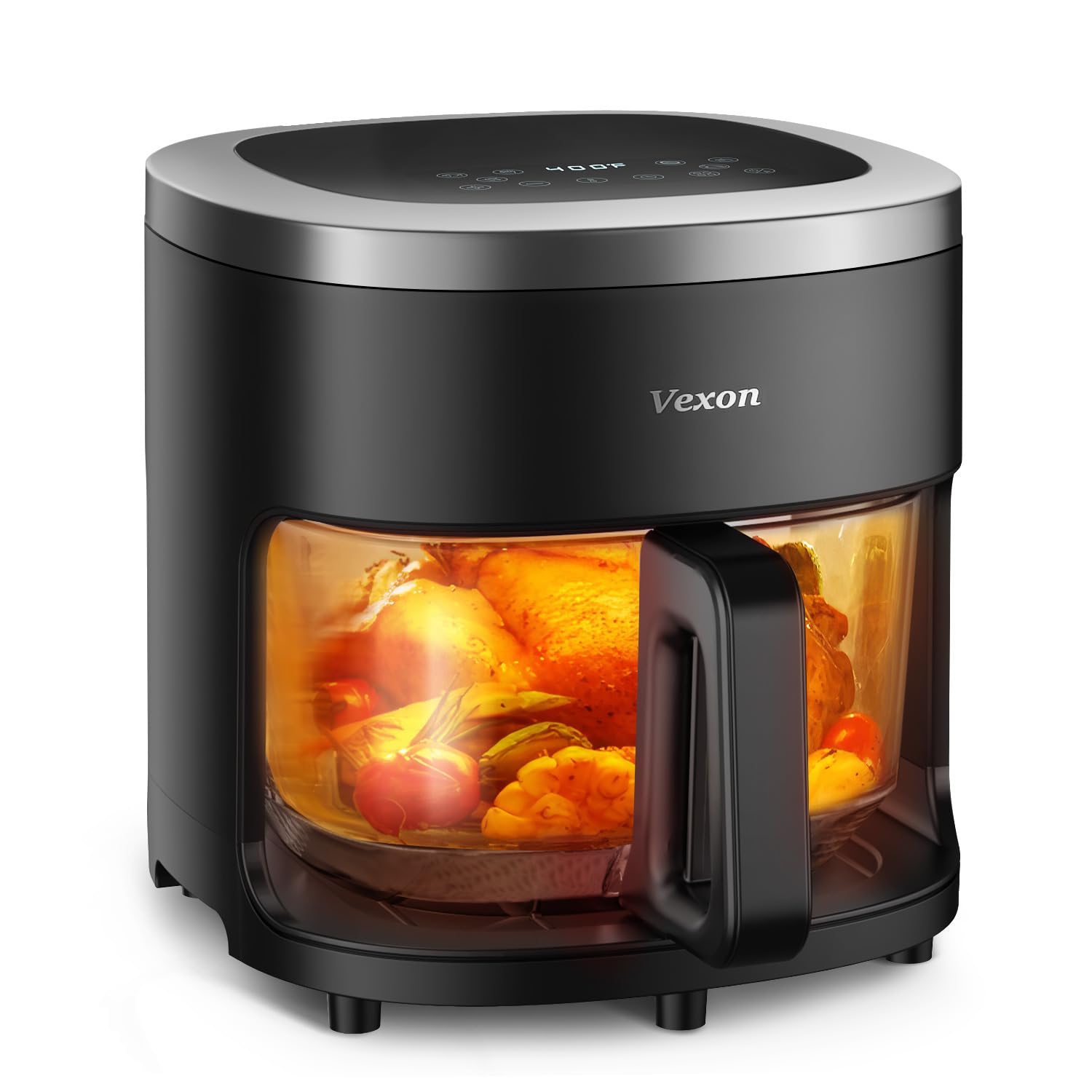 Photo 1 of Vexon 6-IN-1 Glass Air Fryer,4.5QT Air Fryer with Viewing Glass Pot, Air Fry, Roast, Reheat, Dehydrate, Air Crisp Technology,Nonstick & Dishwasher Safe Basket,97% Less Oil,Features Digital Timer