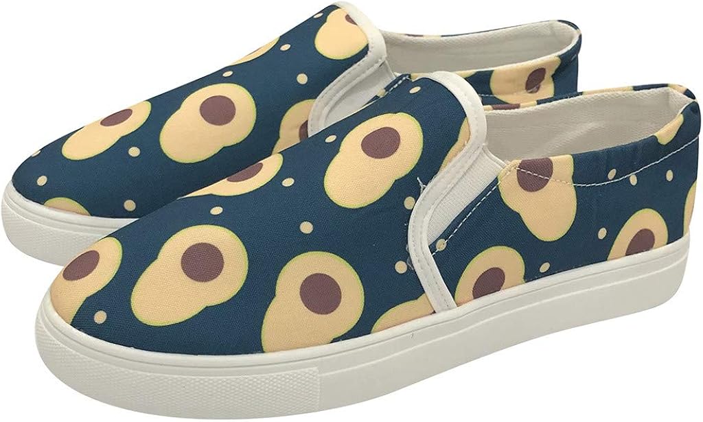 Canvas Slipon Shoes Cute Avocado Print Round Toe Classics