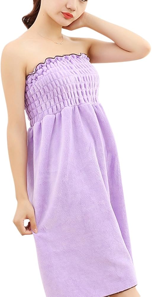 Women Super Water Absorbent Soft Fluffy Strapless Cover up Bath Spa