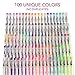 Gel Pen Set for Coloring – 100 Unique Colors (No Duplicates) Superior Quality, Free Flowing. XXL Pack Size - 60% Extra Ink. Includes Sparkly Glitter Pens, Metallic, Neon, Pastel & Classic Shades