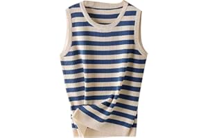 Sweater Vest for Womens 2026 Summer Casual Striped Knitted Tank Tops Loose Fit Crewneck Sleeveless Going Out Shirts