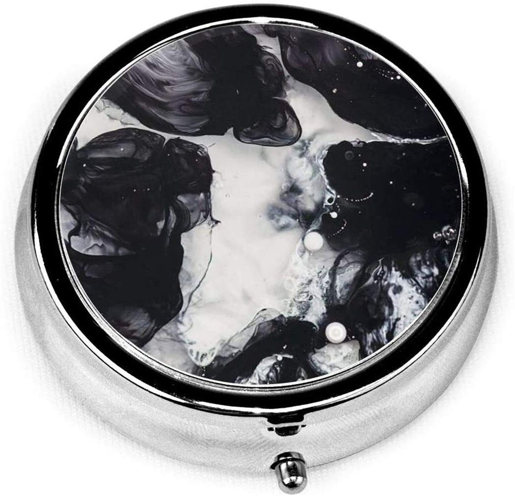 Round Medicine Box Portable Mini Metal Pill Case 2 inches Travel Little Pill Dispenser for Purse (style-44)