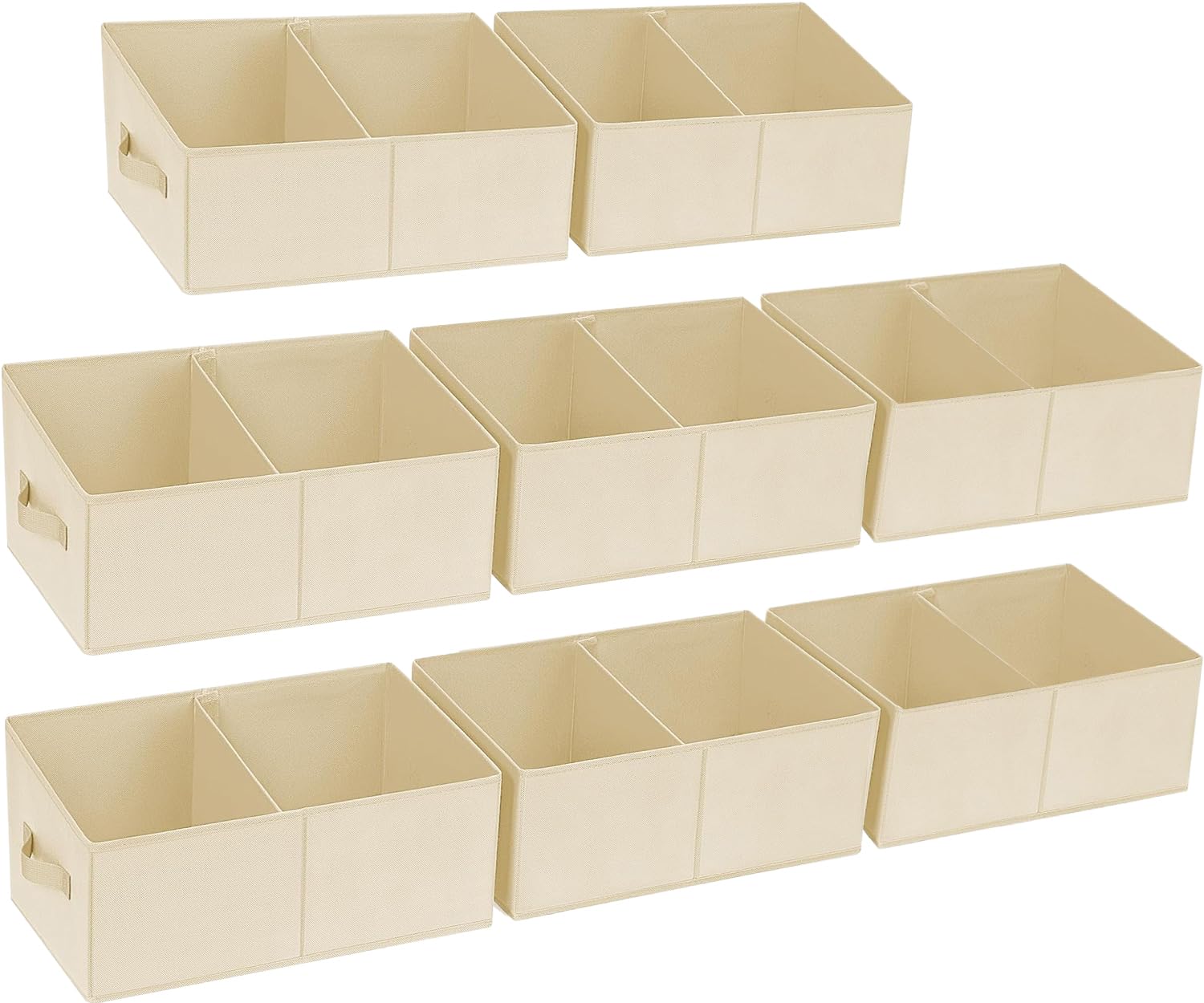 DIMJ Closet Storage Bins, 8 Pack Storage Baskets for Shelves, Foldable Shelf Organizer with Handle, Linen Closet Organizers and Storage for Clothes, Toys, Towel, Books (Beige) Image