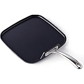 Cooks Standard Nonstick Square Griddle Pan 11 x 11-Inch, Hard Anodized Cookware Griddle Pan, Black