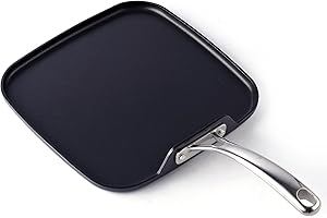 Cooks Standard Nonstick Square Griddle Pan 11 x 11-Inch, Hard Anodized Cookware Griddle Pan, Black