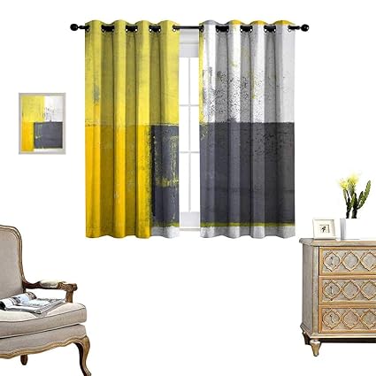 Amazon Com Homehot Grey And Yellow Blackout Window Curtain Street