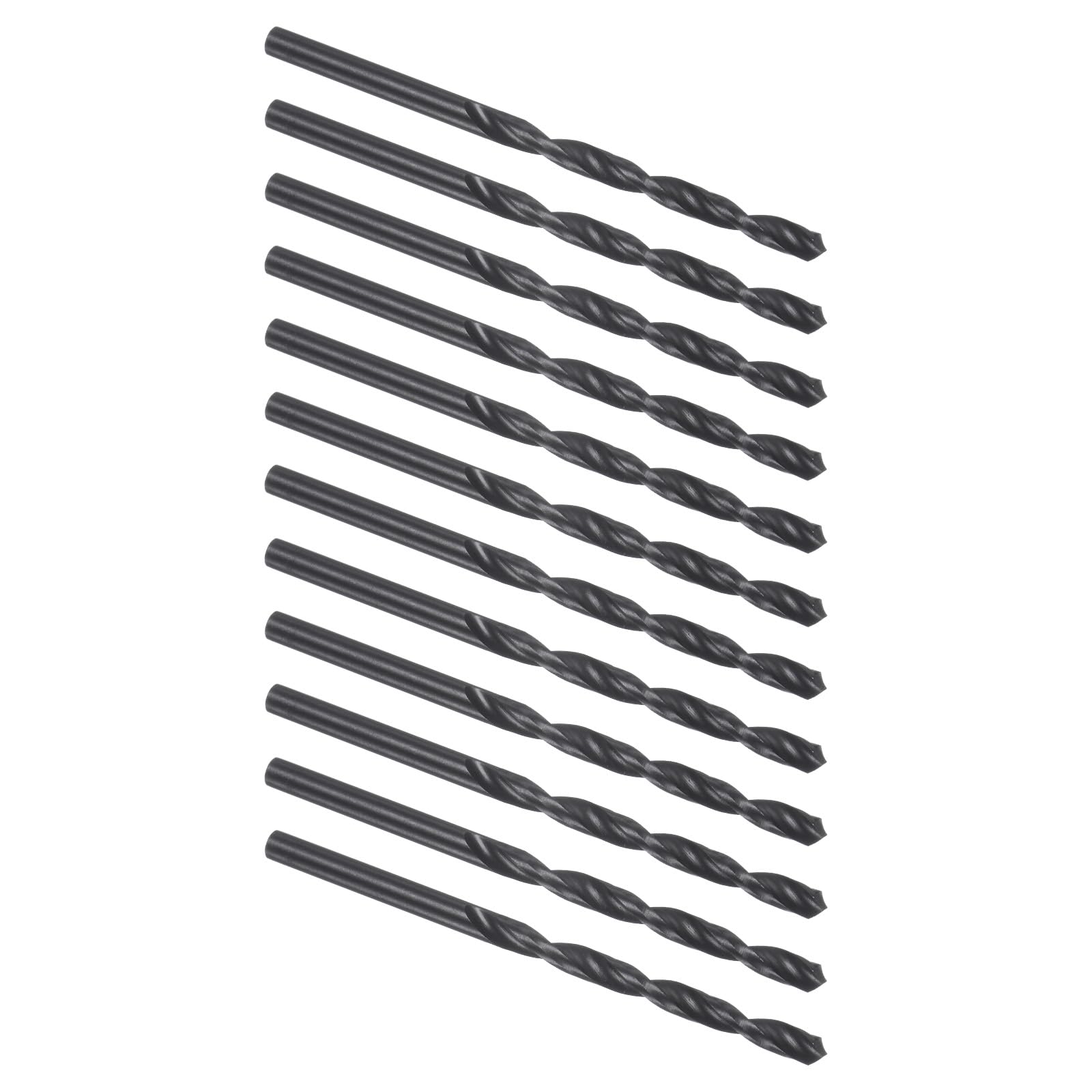 Kozelo 12PCS Twist Drill Bit - [3.8mm/0.15"] High-Speed Steel Round Shank Jobber Bit Set Black for Metal Wood Plastic Steel Use, 45mm/1.77" Blade Length