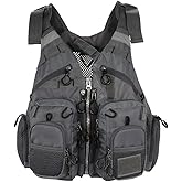 Multifunctional Kayak Life Jackets for Adults - Fishing, Multi Pocket Portable Detachable Clothing with Floating Material Breathable Life-Saving Rock Fishing