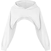 Ecolala Girls Super Cropped Hoodie Drop Shoulder Pullover Long Sleeve Crop Top
