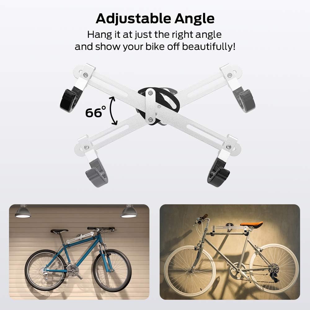 Sportneer Bike Wall Mount, Horizontal Metal Adjustable Bicycle Rack Holder Hook for Road Bike, Mountain Bike, Kids Bike‘s Indoor Storage : Sports & Outdoors