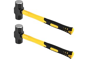 PINGEUI 2 Packs 3 lbs Sledge Hammer, 14 Inch Heavy Duty Drilling Hammer, Carbon Steel Crack Hammer with Shock Absorbent Handle for Construction, Home Improvement, Maintenance
