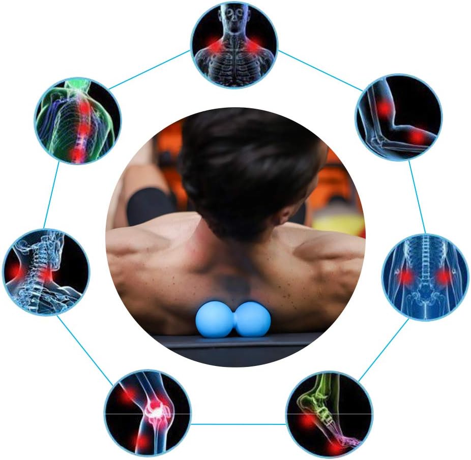 5BILLION Peanut Massage Ball - Double Lacrosse Massage Ball & Mobility Ball for Physical Therapy - Deep Tissue Massage Tool for Myofascial Release, Muscle Relaxer, Acupoint Massage (Blue): Sports & Outdoors