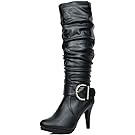 DREAM PAIRS Women's Paris Black Pu Knee High High Heel Winter Boots - 11 M US