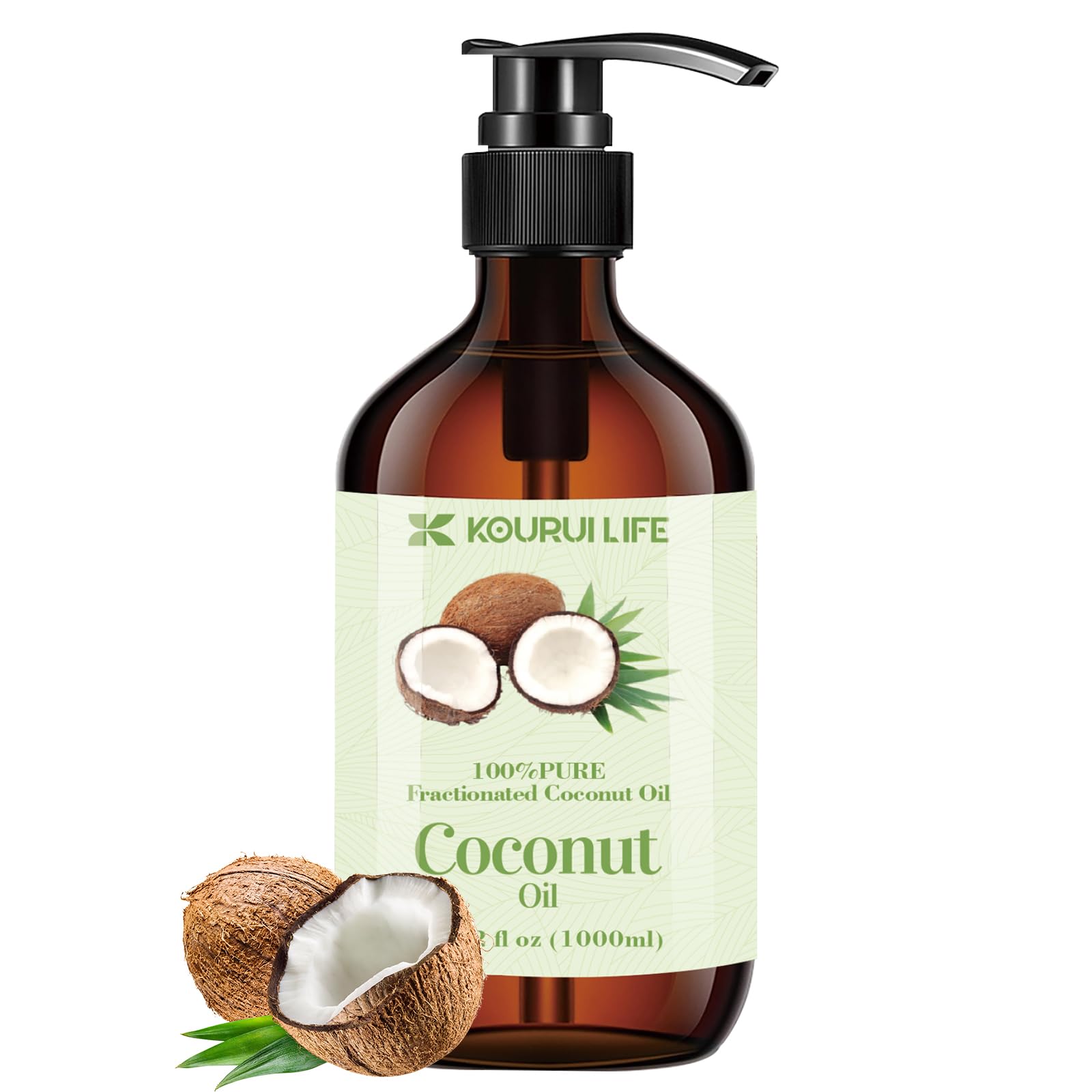 Fractionated Coconut Oil 1000ml - For Skin and Hair, Use for Hair and Lip Gloss - Coconut Carrier Oil for Mixing Essential Oils
