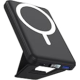 AOGUERBE Magnetic Power Bank, for MagSafe Charger Portable 10000mAh Battery Pack PD 22.5W Fast Charging, Foldable Wireless Po
