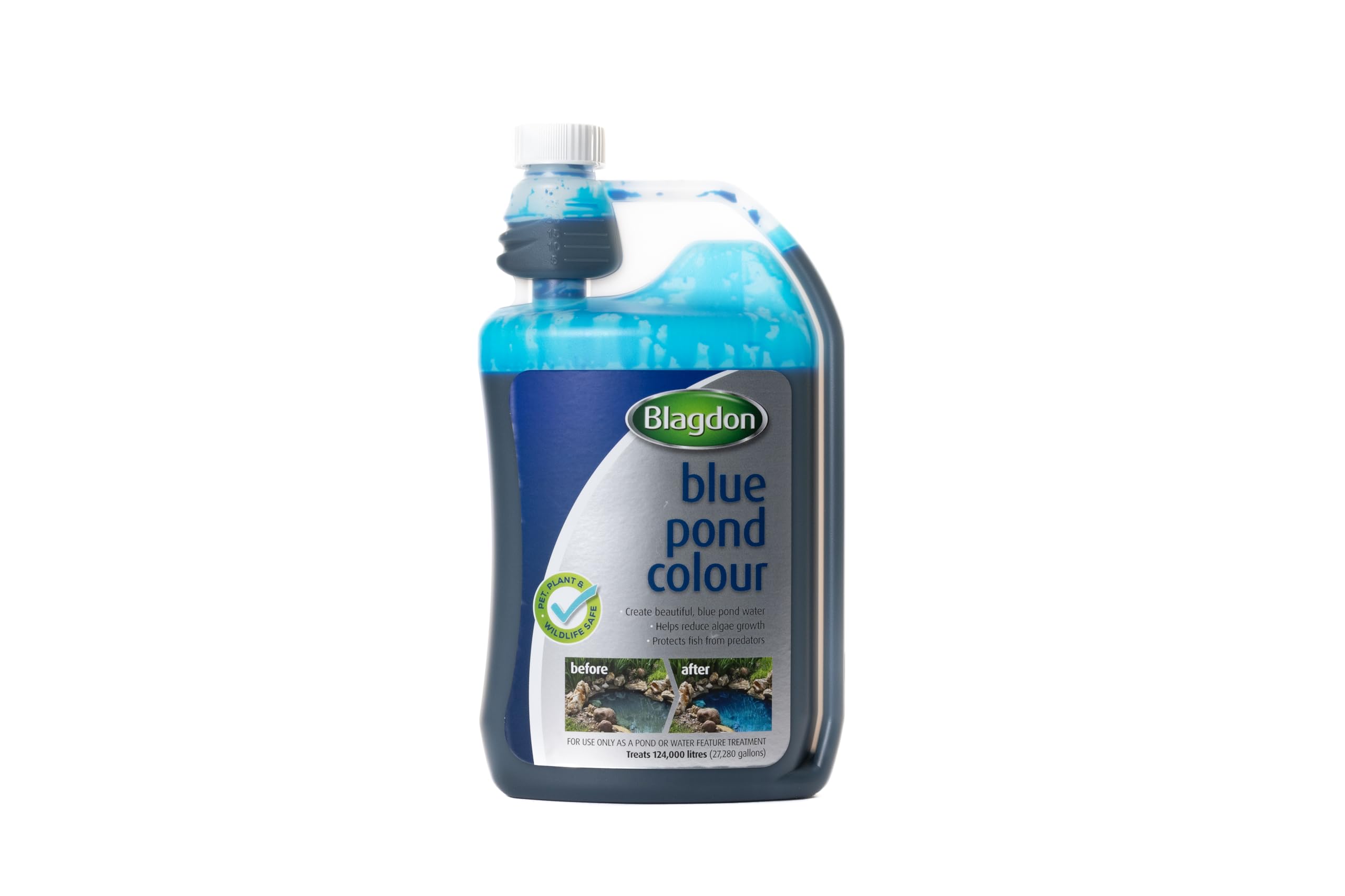 Blagdon Blue Pond Water Colour, Reduces Algae Growth, Helps Protect Fish from Predators, 1,000ml, treats 124,000 litres