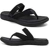 COFACE Womens Trendy Orthotic Flip Flops Lightweight Yoga Mat Thick Cushion Walking Thong Sandals Adjustable Slip On Slippers With Comfortable Plantar Fasciitis Arch Support