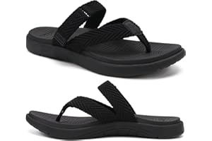 COFACE Womens Trendy Orthotic Flip Flops Lightweight Yoga Mat Thick Cushion Walking Thong Sandals Adjustable Slip On Slippers With Comfortable Plantar Fasciitis Arch Support