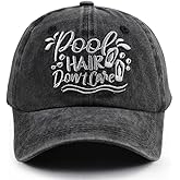 Pool Hair Don't Care Hat, Funny Adjustable Embroidered Pool Decor Baseball Cap for Women Men