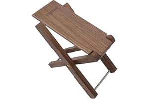 KingPoint Solid Wood Guitar Footstool 4 Adjusatble Height Levels Black Walnut Wood Guitar Footres Foldable (Black Walnut Footstool)