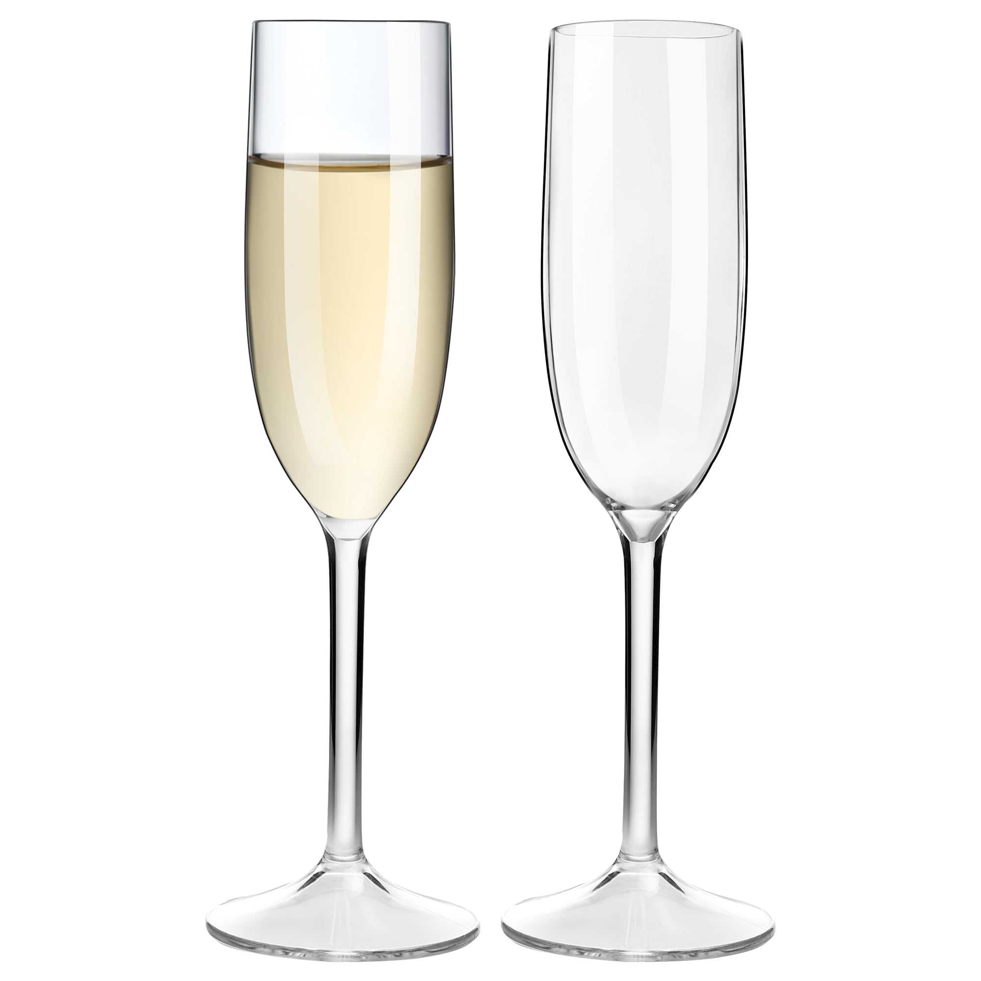 COOKY.D Shatterproof 100% Tritan-Plastic Champagne Flutes Unbreakable Stemmed Drinking Glasses Set, BPA Free & Dishwasher Safe, 170ml/6oz, Set of 2
