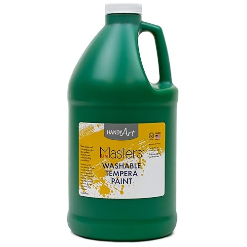 Handy Art Little Masters Washable Tempera Paint, Half Gallon, Green,212-745 64 Fl Oz (Pack of 1)