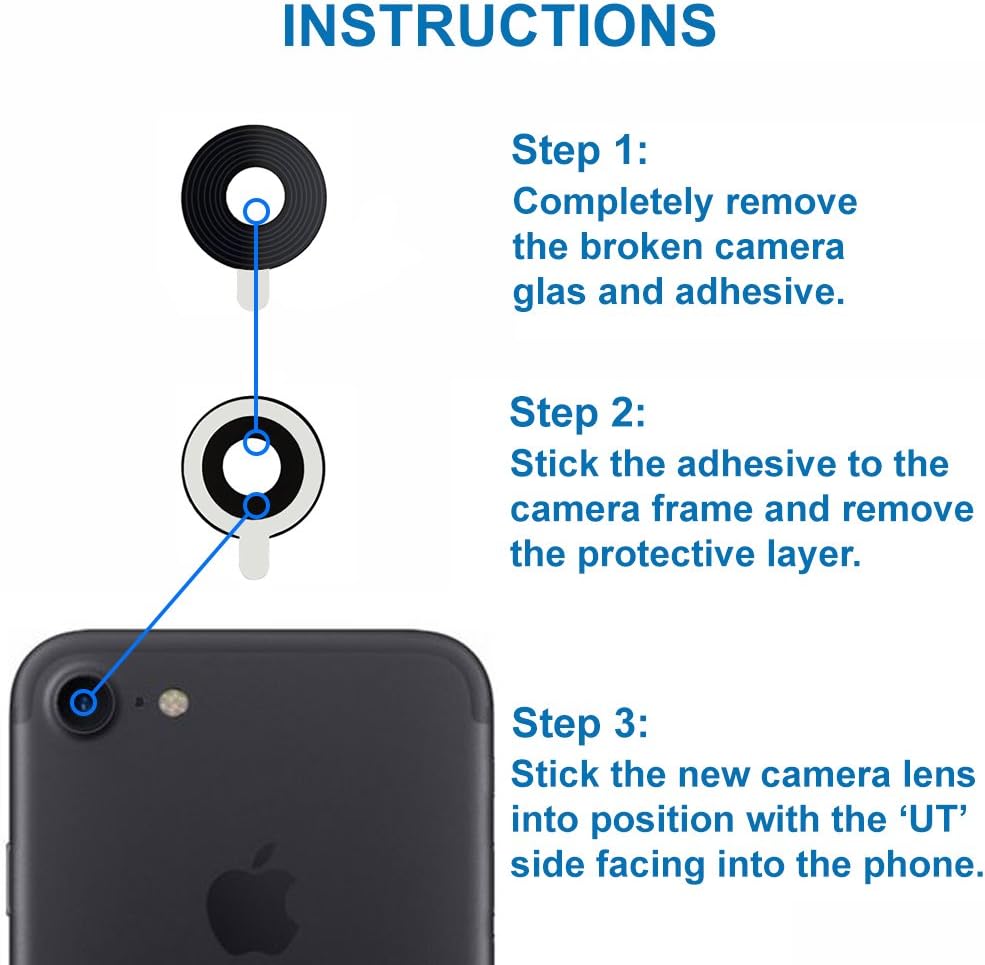 MMOBIEL Back Rear Camera Glass Lens Replacement Compatible with iPhone SE 2022 / SE 2020/8 / 7, Incl. Double Sided Adhesive - Image 4