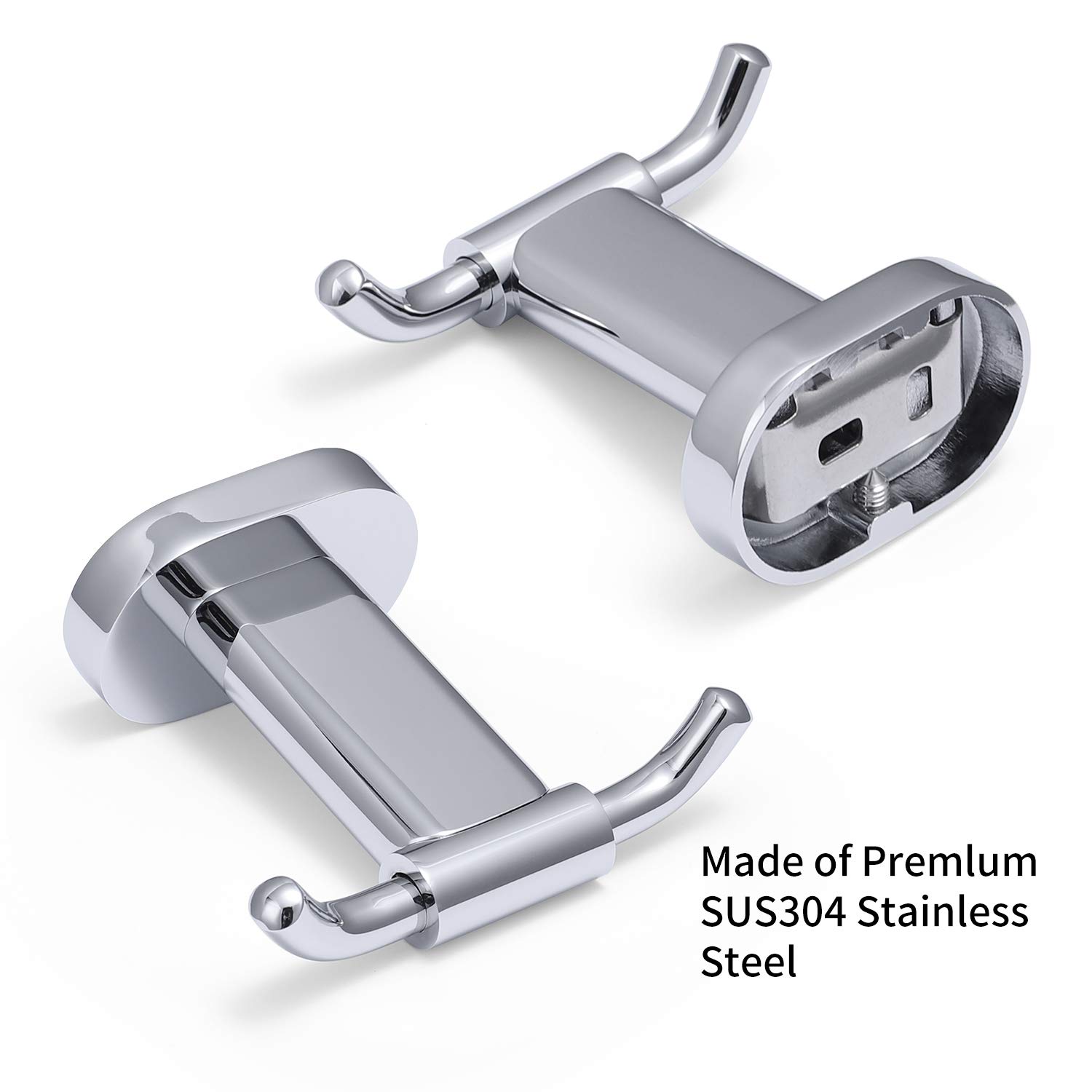 HomGif Double Towel Robe Hook Dual Clothes Hanger Holder Heavy Duty Wall Mounted for Bathroom Shower Kitchen Polished Chrome