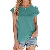 Euaoxnc Women's Cap Sleeve Tops Summer Basic Pleated T Shirts Casual Loose Tank Top 2025 Fashion Tee Blouse