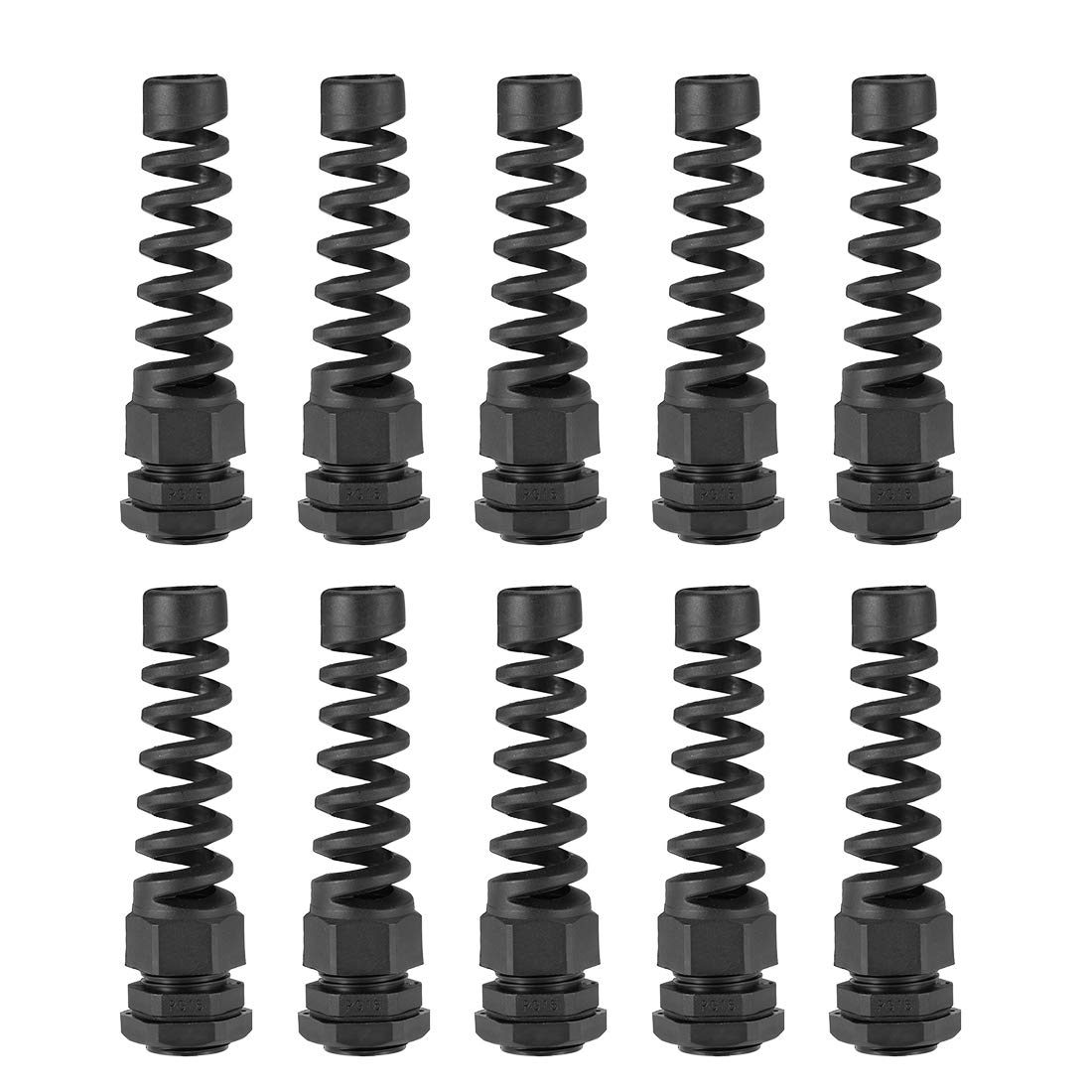sourcing map PG16 Cable Gland 10mm-13mm Wire Hole Waterproof Nylon Joint Adjustable Locknut with Strain Relief Black 10pcs