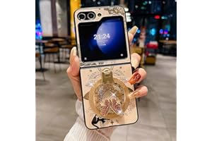 Sohapea for Samsung Galaxy Z Flip 6 Case Cute Butterfly Ring Stand,Galaxy Flip 6 Case Bling Diamond Glitter Girly Heart Design,Flip 6 Phone Case Magnetic Compatible with Magsafe for Girls Women Gold