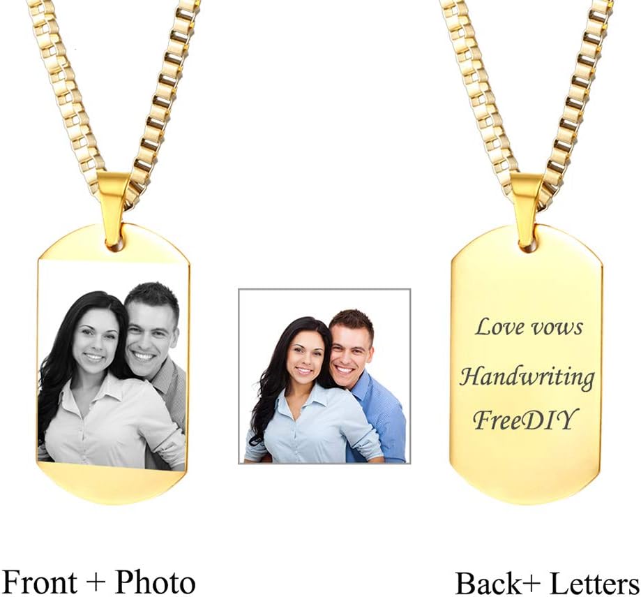 Customized Name Tag Pendant Necklaces Statement Stainless Steel Double Side DIY Personalized Men Jewelry