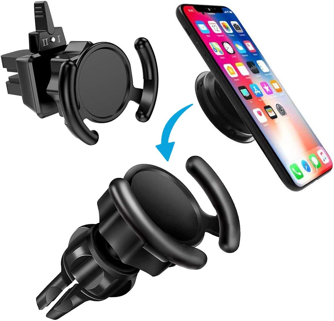 Car Phone Mount 2 Pack Compatible Air Vent Clip Stand for Phone 360° Rotation Expanding Stand Grip Holder GPS Navigation