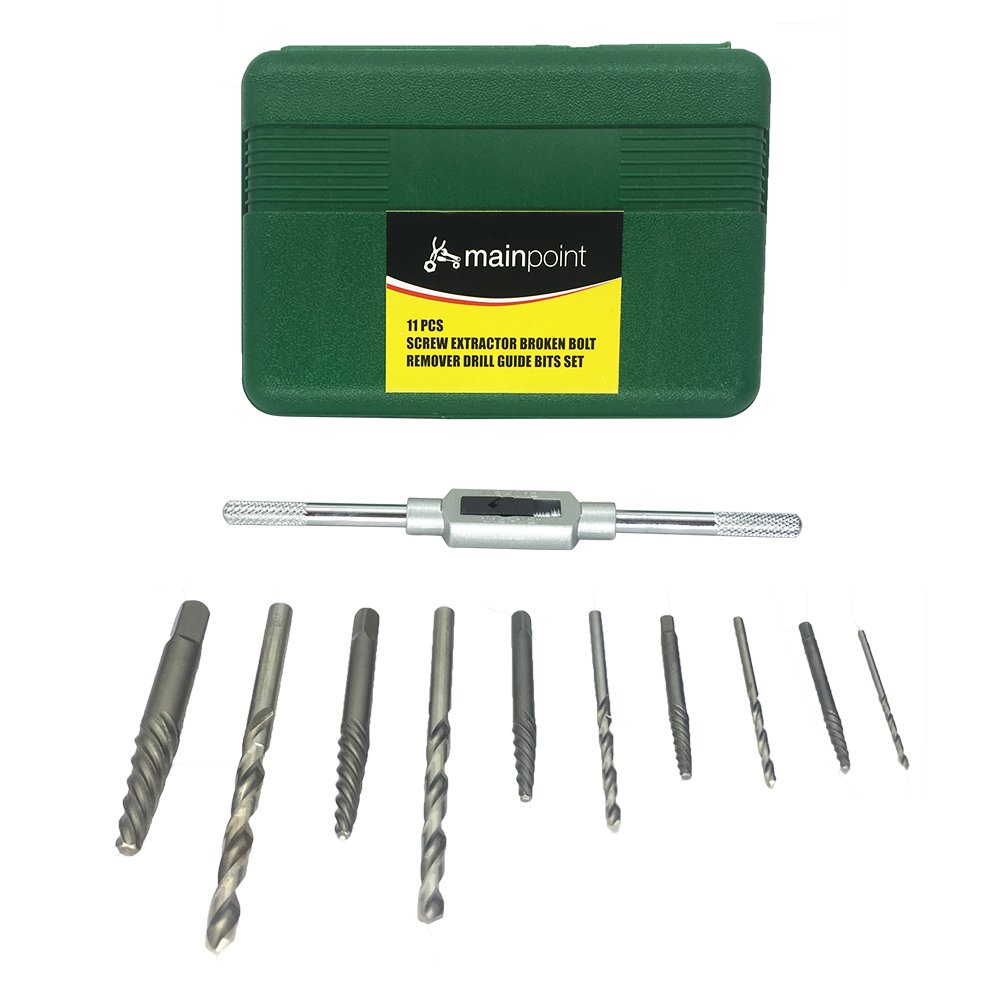 Mainpoint Screw Extractor Broken Bolt Remover Drill Guide Bits Set With